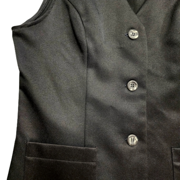 Vintage Russ Buttoned Black Academia Grunge Womens M Vest ♥️ - Picture 2 of 7